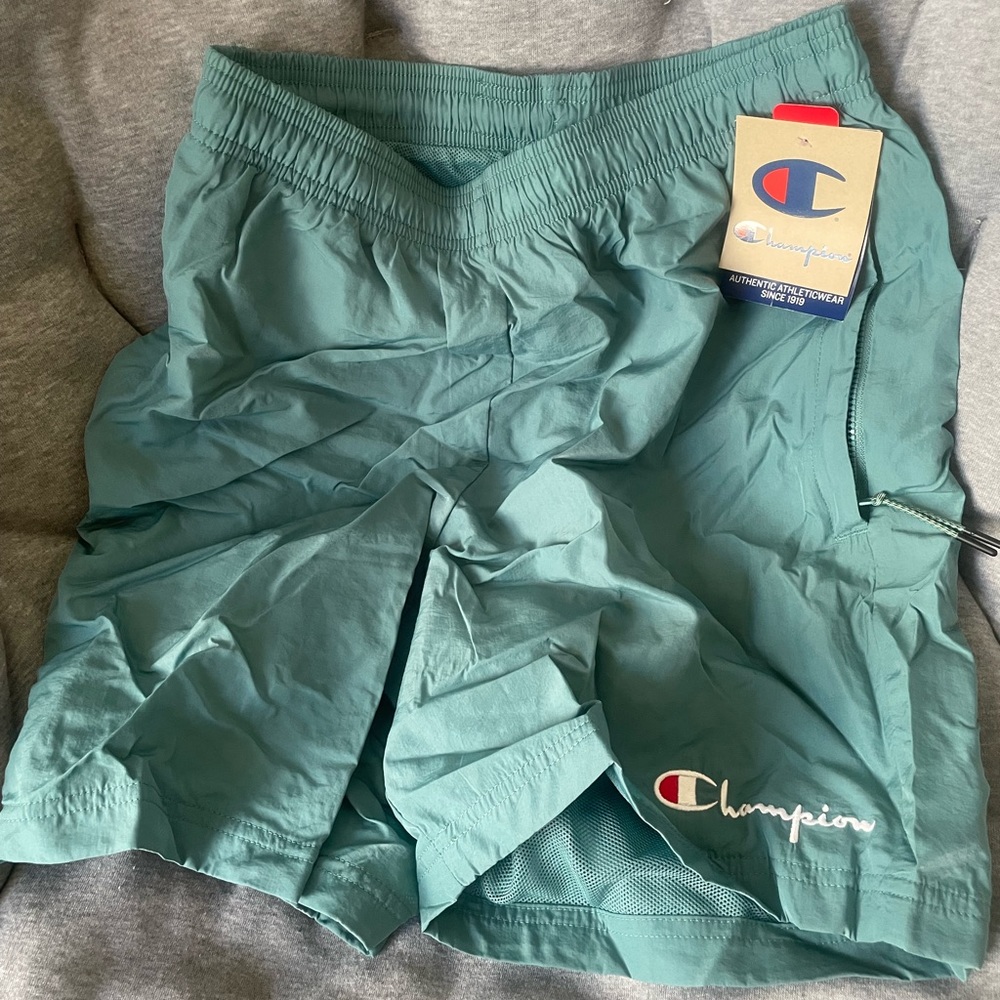 Champion 6” Nylon Shorts with zipper pockets in Aqua Tonics